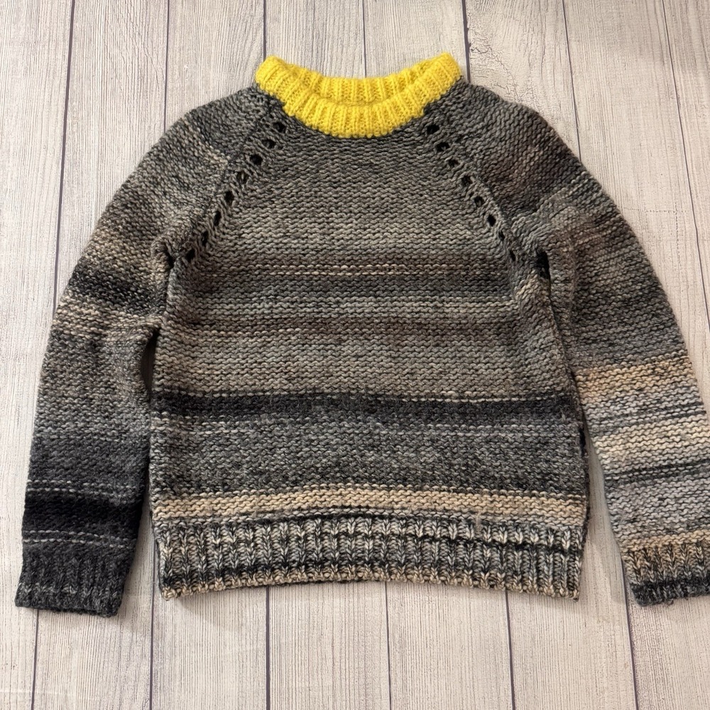 Zadig & Voltaire Kong Fa Sweater S Wool Mohair Blend Chunky Knit Yellow Gray